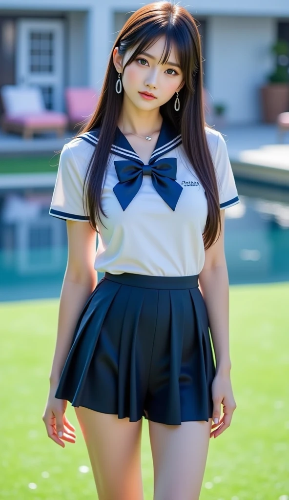 (masterpiece, highest quality:1.2), 8K, 12 year old full nude girl, 85mm,Official AR RAW Photos, Super slim slender beautiful girl, (Navy blue short skirt、NextHalf bodyfull nude、short sleeveの白シャツ、show me your ears、naked girl photo shoot、full nude, cute face, close, Half body, Bio Race, gardenia, beautiful girl, , thighs, short sleeve, station platform、 looking at the viewer, no makeup, (big smile), film grain, chromatic aberration, sharp focus, face light, clear lighting, Ten generations, detailed face, background bokeh, (Dark red tie:1.1)、((((((12 year old girl))))))、((((((12 year old full nude high school girl)))))、thin waist、shy pose、shy and nervous girl、 Sad face
