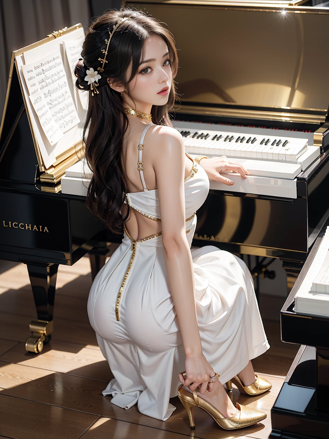 a baby face、Lori、15yo student、childish、Huge breasts、Tight suit、legs are long、The constriction is amazing、Loot Pose、seduce sexy、Seductive face、Fancy backgrounds、luxury room、chandeliers