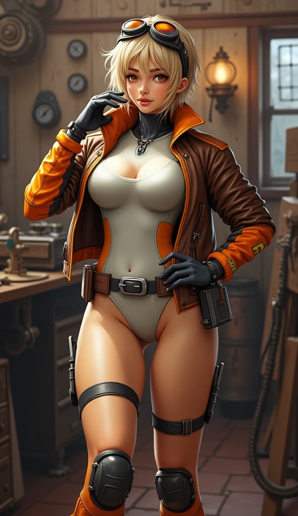 there is a woman in a brown jacket and black pants, female lead character, digital painting concept art, digital character painting, character painting, wojtek fus, realistic character concept, alexandra fomina artstation, character concept portrait, concept portrait, painted character portrait, cgsociety portrait, character concept art portrait