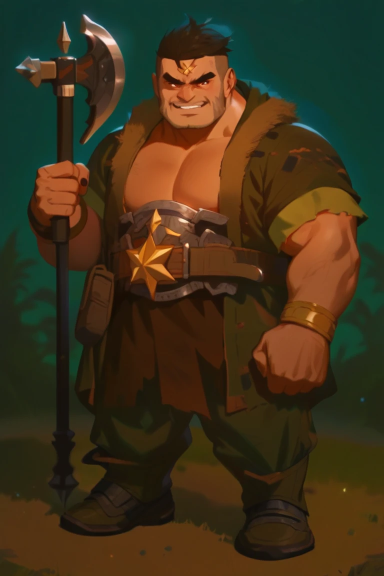 Golias encaixando uma chave de calcanhar em golias no estilo cartoon