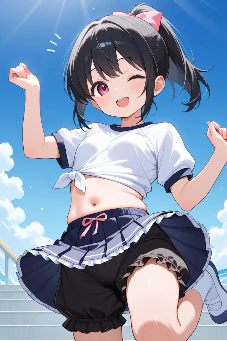 (masterpiece), (very high resolution), (best quality), (extremely detailed), (high resolution),
1 girl, alone,drsizukachan1, black hair, two low pigtails, black eyes,camisole, miniskirt,dynamic pose, playing, boxing,dynamic angle,laugh out loud, one eye closed, smile,sweaty, wet, steamy skin,outdoor, playground,cloudy sky, sunlight,