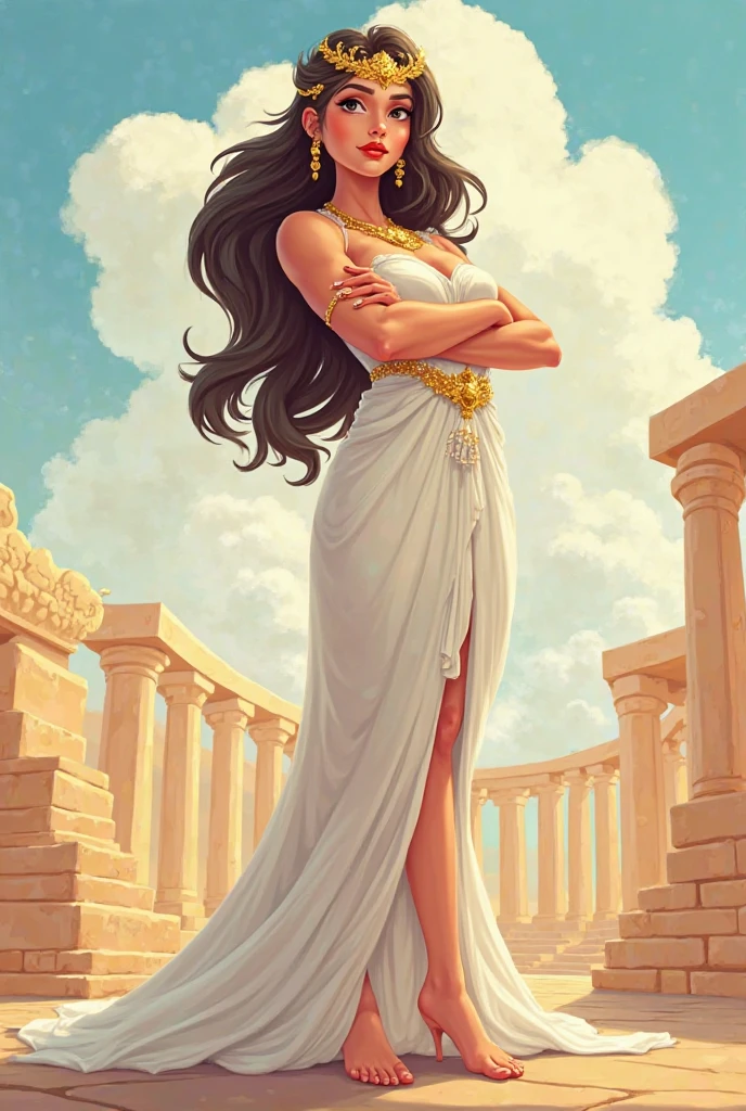 ((beste-Qualit)), ((tmasterpiece)), ((Realistic)), Ultra-detailed,[without the people of the coast of Troy:16]:1Helen of Troy, in a white tunic, Perfect gradient, Illustration by Boris Vallejo, —q 4 —s 750