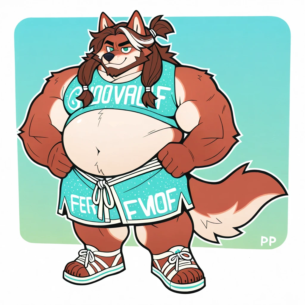 A man slightly chubby, shaped like a white dog brown ears  Boy with horny face heart-shaped eyes he Wear traditional Japanese underwear with a loose jacket, touching own self , Wear a necklace bell holding birthday cake in hand