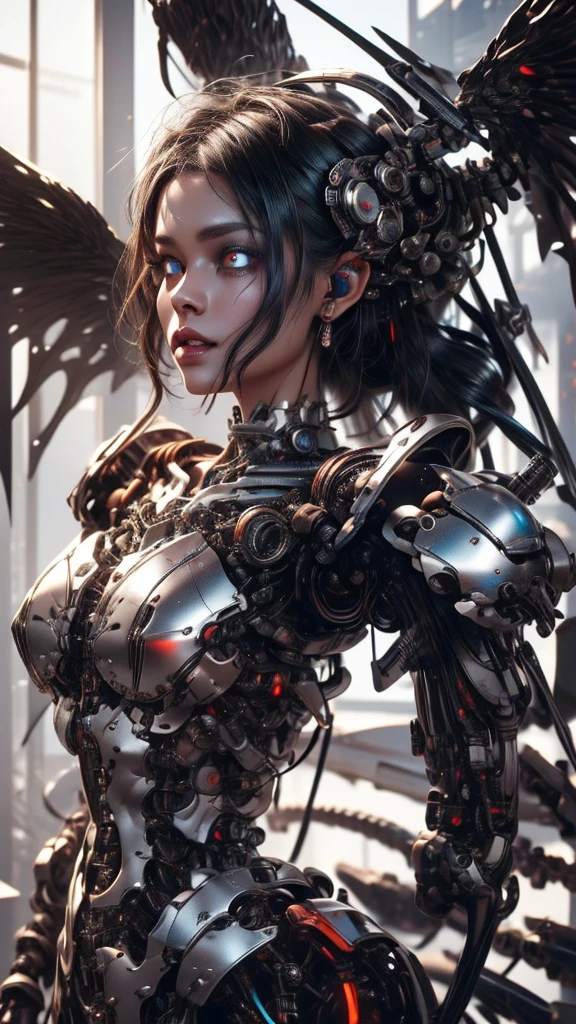(masterpiece, best quality, ultra high res, absurdres), super fine concept art, 1girl, solo, cute girl in jaw, looking away, glowing eyes, mechanical parts, jht, <lora:jaw_hood_tooth:0.8>