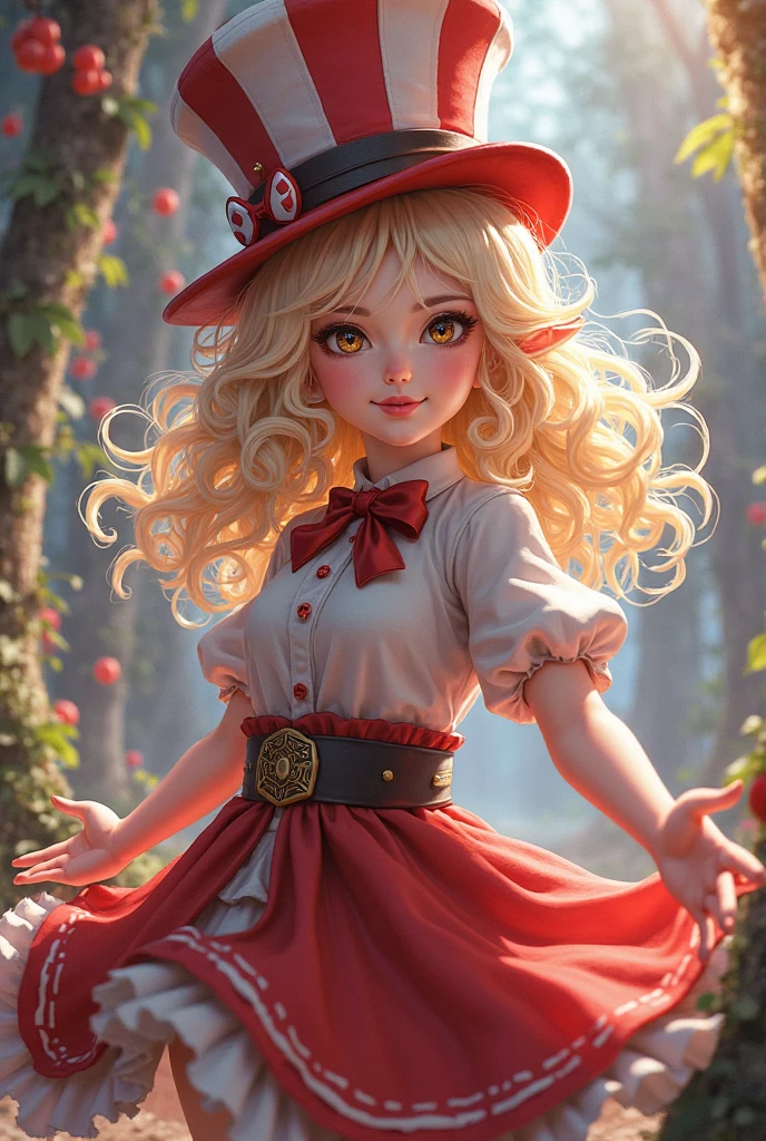 masterpiece,best quality,1girl, solo, hat, blonde hair, bow, star (symbol), flower, long hair, yellow eyes, looking at viewer, red bow, witch hat, upper body, bowtie, rose, smile, brown background, puffy sleeves, freckles, red bowtie, red flower, hair ornament, lips, kirisame marisa, bangs, hair over shoulder, red rose, closed mouth, simple background, hat flower, dress