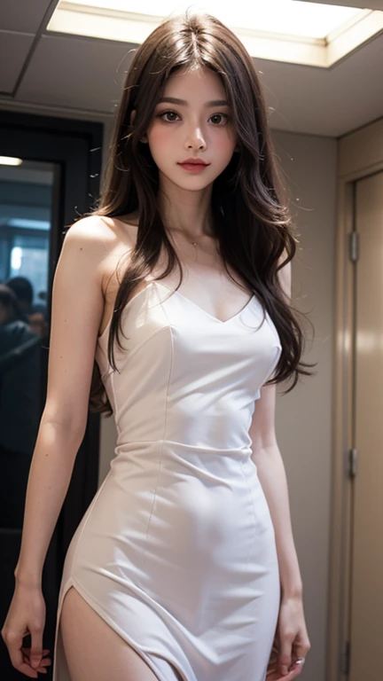 Highest quality, masterpiece, Ultra-high resolution, (Realistic: 1.4), RAW Photos, Single women, Brown black hair, Glowing Skin, Yotto Harbor, Dramatic lighting, Full nude body shot,