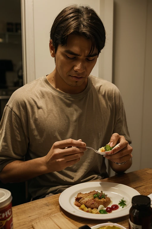 man eating garlic