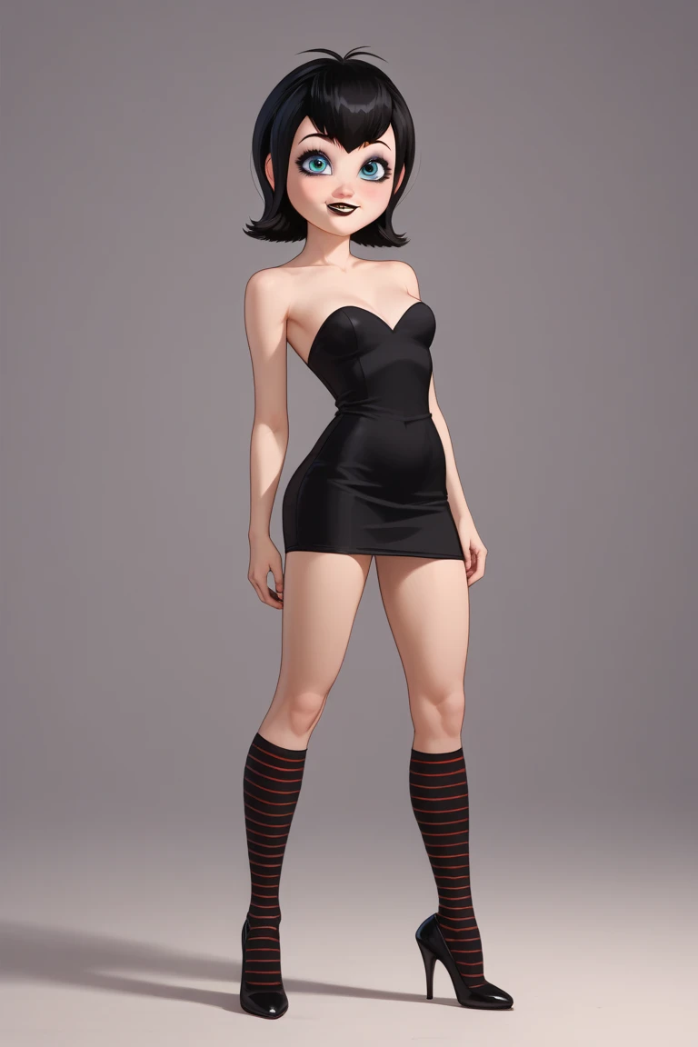 (masterpiece:1.4), (best quality:1.4), (high resolution:1.4), cartoon style, (((oil painting (medium)))), woman, CreepySusie <lora:CreepySusie:0.6>, pale skin, black short hair, bob cut, black ribbon, (petite body), black dress, small breasts, stripped socks, smile, looking at viewer, cinematic lighting, artstation female body, highly detailed, psychodelic colors background, neon colors, bright eyes, cute face, full body, solo, 1girl, dybamic pose<lora:add_detail:1.1>
