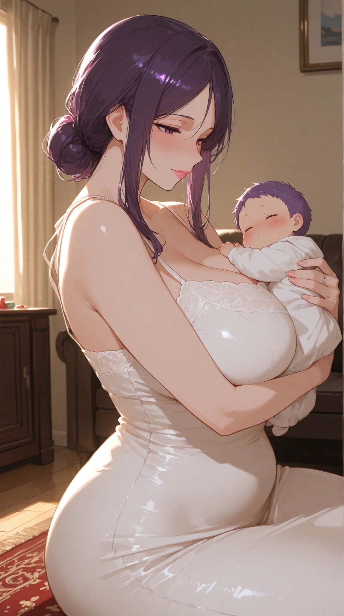 twilight sparkle from my little pony ,ponytail hair , (((very long hair))) , (((relaxed on bed))), (((twilight sparkle as a mother))) , (((a view of mother and her baby))) , very long hair ,medium breasts , lush breasts , Bulky Breasts , voluminous breasts , breasts are visible , (((naked))) , (((nude))) , (((her full body is visible))) ,(((sexy pose))), relaxed ,bathroom , stand , (((((breast feed a baby))))) , (((((a baby suck her breasts))))),(((((holding a baby in her arms))))),(((((look at to viewer))))) ,(((((baby hold her breasts))))),(((((baby pinch her breasts))))) ,side close view