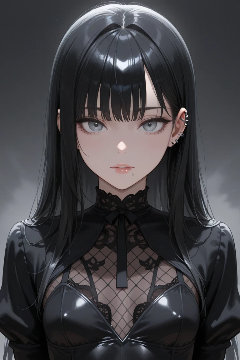 whole body, Long black hair,Red eyes,In the spotlight,(It generates high-quality female works with a dark and insane horror movie-like world view centered on black. She has a creepy and attractive physique、whole body黒のファッションスタイルを着ています. The background is a dark and desolate landscape, An atmosphere like a horror movie setting. Her figure is terrifyingly beautiful, Emphasizing dark and insane elements. Light and shadow effects are skillfully expressed, detailed, The face and expression in the black attire are meticulously drawn, Artistic elements add depth to the work. The overall atmosphere exudes an eerie and nightmarish worldview, With a unique artistic touch. This movie is、It depicts the dark and insane world of a horror movie in high quality, Evoke visual stimuli and aesthetic sense, It will give viewers fear and excitement. It produces a work that blends the dark and insane worldview of a horror movie with artistic elements.