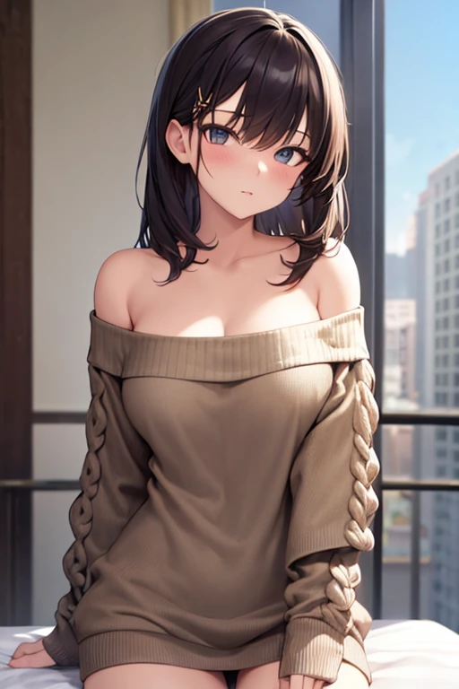 ((Best Quality)), ((masterpiece)), (detailed), 1 girl, off shoulder sweater,