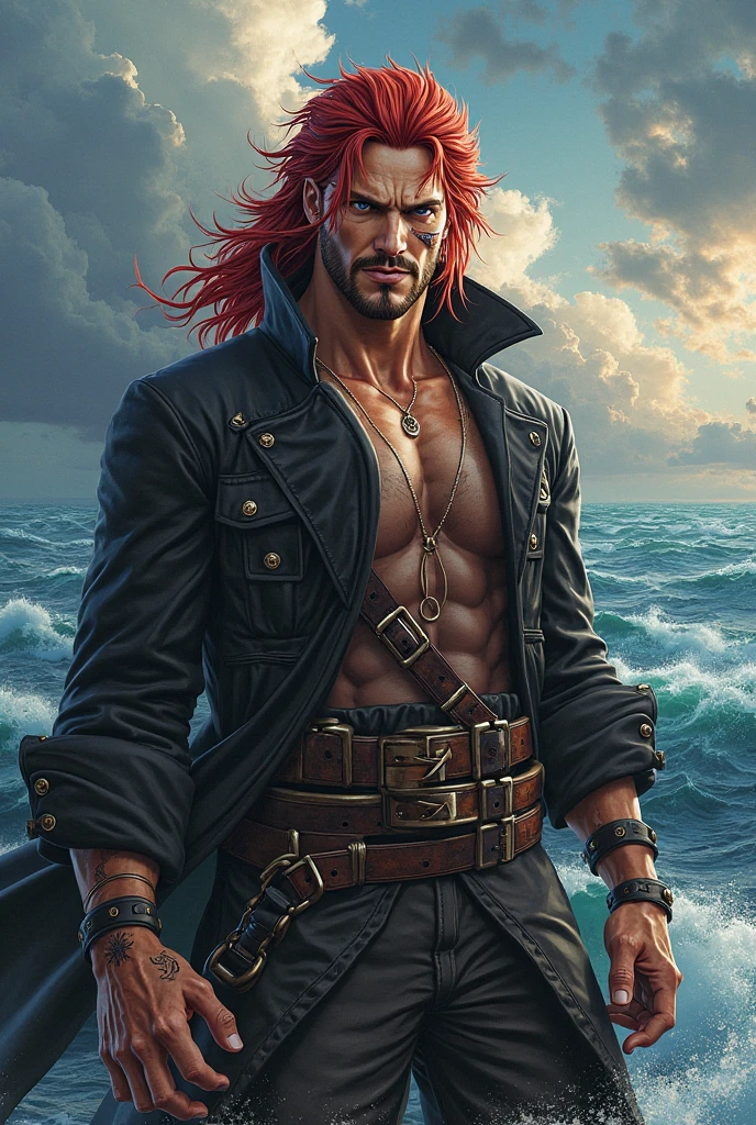Um homem estilo shanks do one piece