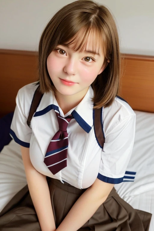 (Browsing Caution:1.3), ((masterpiece)), ((Highest quality)), (Very detailedな), ((cute)), cute, (Multi-point), ((sexy)), (device), ((Very detailed)), 4K, (8k), Highest quality, (beautiful), hyper cute face, shape, Anime Style,hyper Genuineistic, Genuine, Dynamic Angle, ((whole body)), close, Thick outline, Clear contours, at school, (1 girl, cute girl:1.5), (Schoolgirl uniform :1.5), beautiful light brown hair, beautiful brown eyes, ((beautiful eyes)), (Squat, look forward to, Spreading legs,Urinating:1.5), short hair, Big Breasts, shoes, smile