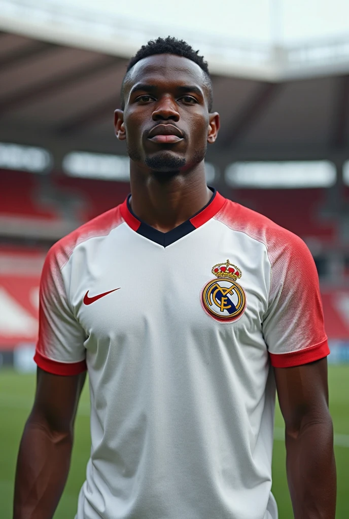 White soccer uniform, Red and blue