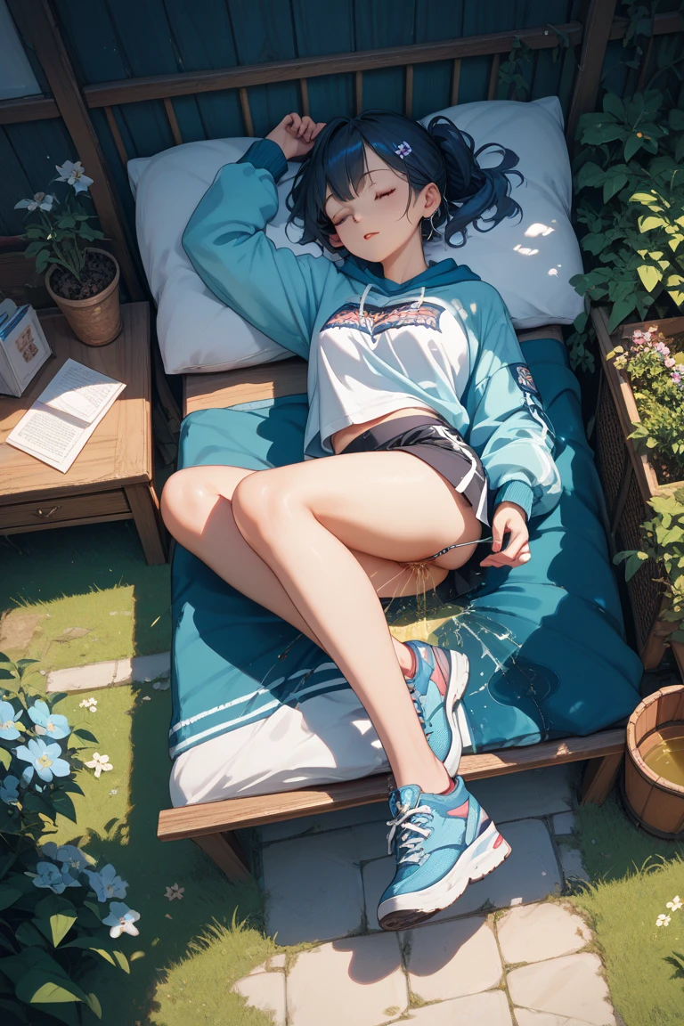 absurdres, RAW photo, extremely delicate and beautiful, masterpiece, Best Quality, ultra high resolution, 32k, hyperrealistic, ultra-detailed, perfect figure, in her 20s, very small head, very small face, delicate facial features, tearful mole, earring, very huge breasts, bare legs, full body shot, medium hair, red eyes, colored inner hair, student, duffle coat,