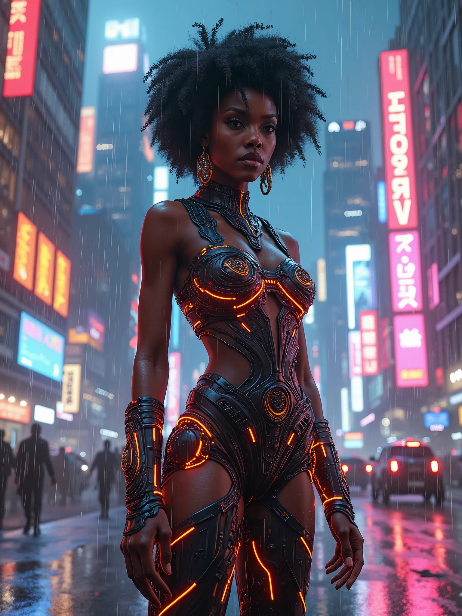 Gorgeous girl spacepunk,(((1girl))),((epic cute and beautiful afro girl)),((((black race)))), (large breasts:1.4),saggy breasts,((black afro:1.35 dreads:1.35)))), redder:1.5,(((heterochromia:1.5,eye1 orange,eye2 red))),intricate eyes,beautiful detailed epiceyes, ((fat)),((((tan,dark skin,black skin:1.35,dark-skinned_female,dark skin:1.3,ebony skin,lustrous skin:1.5,bright skin: 1.5,shiny skin,very shiny skin,shiny body,illuminated skin,wet legs)))),(spider lower abdomen,narrow waist,wide hip,athletic body,inflated legs,delicate detailed fingers),(((detailed face))), cute,slutty,sensual,seductive look,seductive,erotic,enchanting,((nsfw)), zettai ryouiki,revealing clothing,show skin,(wearing a mechanical space body armor:1.3,micro armor bikini,bare legs,an armored arm),(((wet clothes,intricate outfit,intricate clothes))), (dynamic pose:1.0),solo focus,embarrassed,(centered,scale to fit dimensions,Rule of thirds), cyberpunk city by the ocean at night, with bright neon signs and dark stormy clouds and puddles, scenery:1.25, artistic photography,(photography taken by sldr),ultra highres, hyper sharp focus, (ultra detailed, extremely detailed), (photorealistic artwork:1.37),(extremely detailed CG unity wallpaper),((synthwave background theme)),(((vibrant colors))),(intricate background),(epic masterpiece),(ultra best high-quality), ultra high-definition, saturated, best perfect ultra high-quality UHD HDR reflection Tattoo half-naked nsfw varies multi etc. --v 6 --s 1000 --c 20 --q 20 --chaos 100