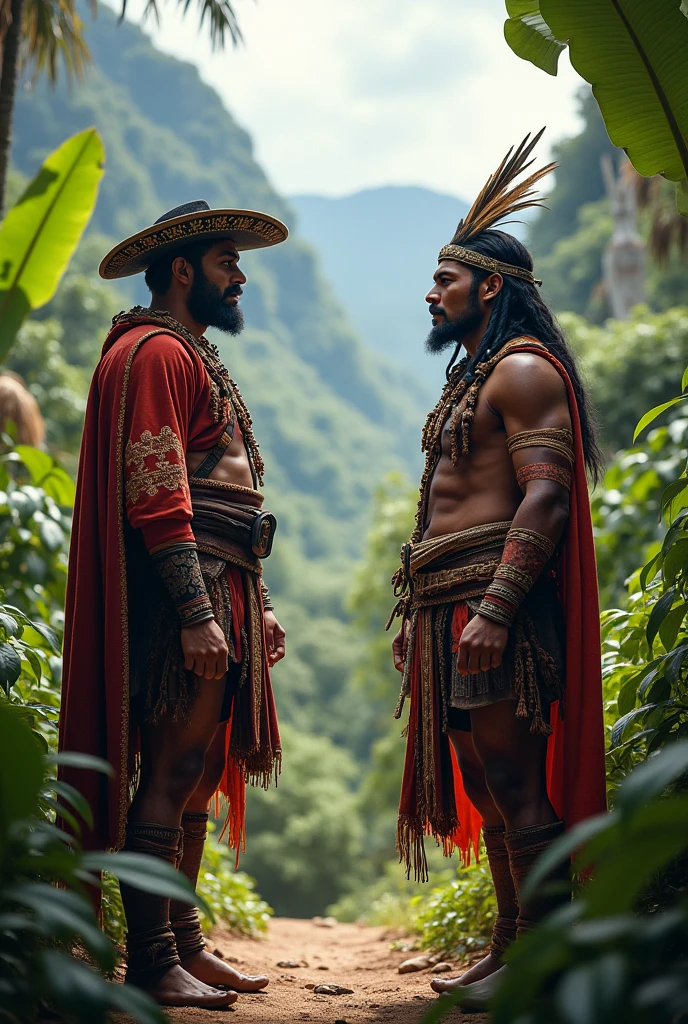 A Mayan man speaking with Tecun Uman