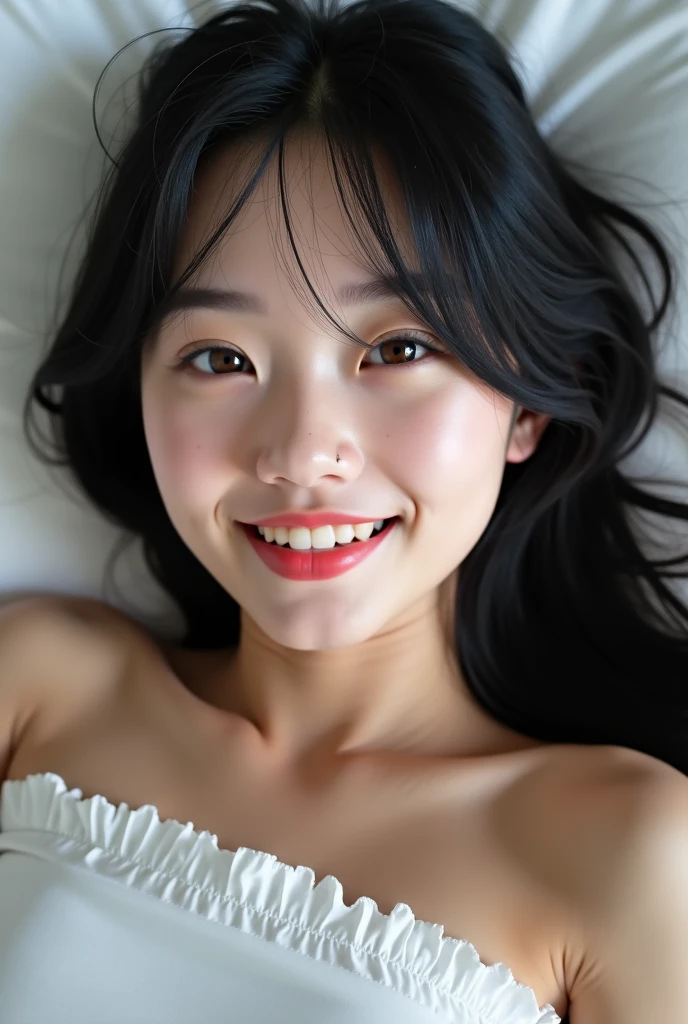 (Highest Resolution, 4K, masterpiece: 1.3), Japanese women, A photo of a woman, cute: 1.1, Beautiful Eyes,Symmetrical eyes,Big eyes, Slim figure, Realistic teeth, double eyelid, (whole body:1.3), highest quality, detailed, Long Hair,、((White Bikini)), ((Lying down、Face down on the beach)),Beauty、cute、Laughter、((whole body、Slim legs:1.3))