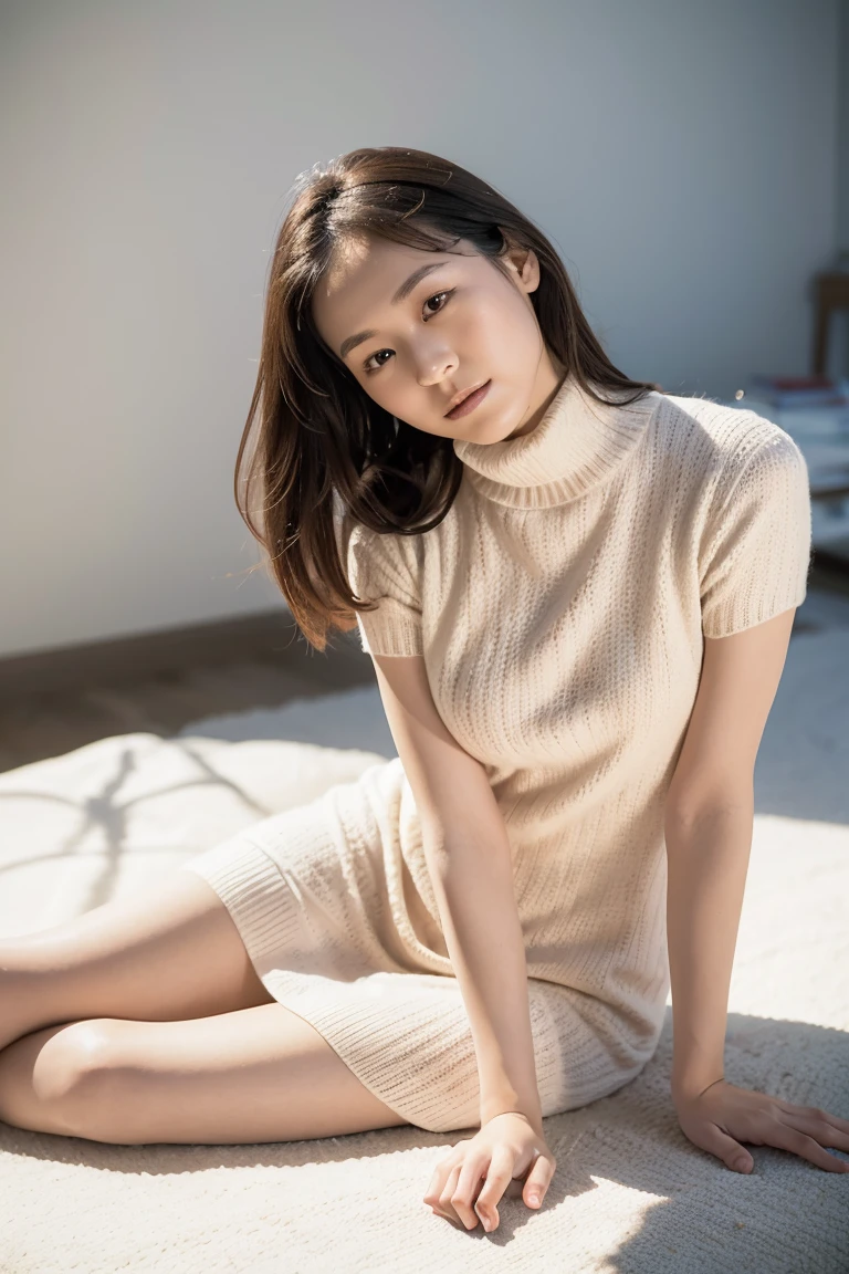 (Tit, Turtleneck Knit, Shoulder Bag), (Top Quality, Masterpiece: 1.3, Ultra High Resolution,), (Ultra Detail, Caustics), (Photoreal: 1.4, RAW Shooting,) Ultra Realistic Capture, Very Detail , High definition 16K of human skin, natural skin texture, skin tone looks even and healthy, uses natural light and colors, 1 female, 25 years old Japanese, cute, black hair, medium hair, ( Depth of boundary notation, chromatic aberration, wide lighting range, natural shadows, ), (hair swaying in the wind: 1.2), room, crawling on all fours, massage costume