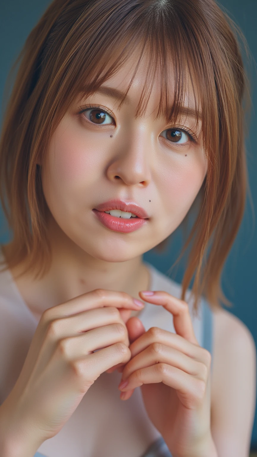 (Girl sitting on a bench in Tokyo:1.2、Midsummer、blue sky)、((Shirt with ribbon、Tight brown miniskirt:1.3、Wearing knee-high socks:1.4、Detailed white panties)、the wind is strong、(Realistic、Like a photograph、Live Action、8k, Realistic, RAW Photos, Best image quality: 1.4), Single-lens reflex camera、RAW Photos, Highest quality, Realistic, Highly detailed CG Unity 8k wallpaper, Written boundary depth, Cinematic Light, Lens flare, Ray Tracing, Realistic background、((ultra high density skin))、 16-year-old girl、Cute Japanese Girl、(whole body:1.5)、Very detailedな顔,avert your eyes:1.1、(short hair:1.2、Short Ponytail:1.4)、I like that style、stylish、Very detailed、Pay attention to the details、Perfect outfit、(Sunburned skin)、Front view、Accurate hands、Accurate legs、Detailed hands and fingers、Anatomically correct body、Thin legs、Thin thighs、Large Breasts