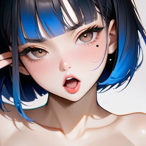 (insanely detailed, bloom:1.5)
(dynamic angle, highest quality, Alessandro Casagrande, Greg Rutkowski, Sally Mann,, nipples, concept art, 4k, close-up, from below:1.3),
(portrait, colourful, fisheye),
(high sharpness, extreme saturation and contrast)
((painting:1.1), (digital painting:1.1), detailed face and eyes,Masterpiece, best quality, highly detailed photo:1), 8k, detailed face,Pretty pupils,photorealistic,pov,looking to viewer, blush, (hair ribbon,multicolored hair), (blue Hair,bobbed hair cut,(ecstatic:1.1),(16yo woman:1),By jeremy mann, by sandra chevrier, by maciej kuciara, with red whisker marks, ((Small Breasts)), smile, ahegao, aroused, blushes, sharp, ((perfect body)), realistic, real shadow, 3d, tiny breasts, crop top,