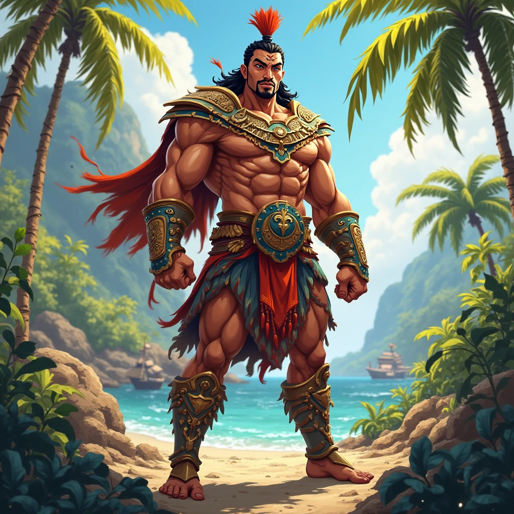 maui del moana wears doctor doom costumeand we can see his face his long hair and his big chest