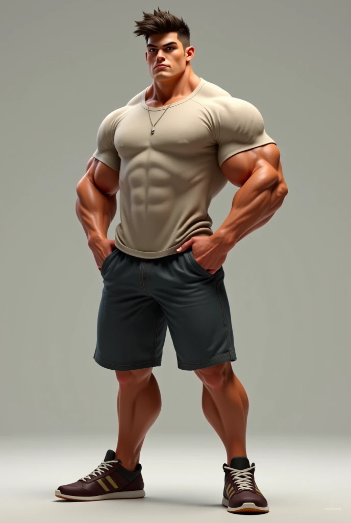 Creates the image of a muscular adult man shirtless and in boxers with bare feet and detailed skin 
