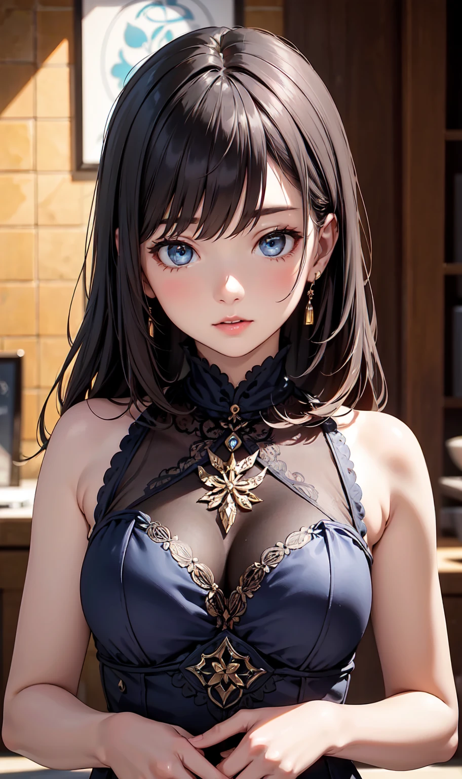 nsfw:1.2,8K, 4K, Highest quality, High resolution: 1.2), (amazing, Realistic, Photorealistic: 1.4), 1 female, Older sister's mood、Beautiful Face, she has a bright smile、Shining Lippin' Eyes, Beholder, Fair skin, White skin: 1.5), Beautiful Skin, big, big, Blonde、headband bangs, , young, s asack view、big ass、Huge breasts、H Cup、Underhair、Rear View、Exposed nipples、T-back that digs into your ass、Wearing white thongs、Accentuate your butt、White color thong、Cute Long Hairstyles、Wear high heel boots、A woman standing in front of a giant robot、There'A giant robot stands in the background.、You will have a female partner robot by your side..、she'In the hangar、Wear arm covers、No clothes、Has an assault rifle、Hold an assault rifle