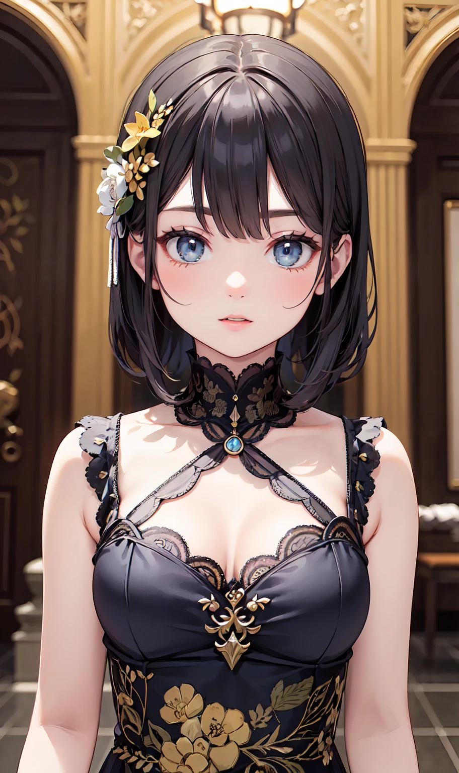 ((highest quality)),(ultra high resolution),(Super detailed),(detailed description),((best CG)),(best work of art),super precision art,great drawing art,(Works with precise details:1.5), (1 woman:1.6),(beautiful and well-shaped face:1.5),smile:1.7,(bob cut:1.6),glamorous body:1.7,(show one&#39;s side:1.6),(Detailed and detailed depiction々Types of swimwear:1.7), Her room is meticulously detailed:1.3,
