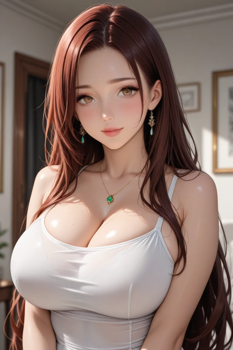 NSFW,porn images,hot spring,reclining,sitting,spread your legs,female masturbation,1 girl,(highly detailed skin),winding,,beautiful胸,(big breasts),white skin,pointed chest,erect nipples,(fantasy art,best image quality,surrealist portrait,(8k),Super realistic,最high quality, high quality, High resolution, high quality texture,high detail,beautiful,Detailed,Very detailed CG,detailed texture,realistic expression of face,masterpiece,sense of presence,dynamic,bold),bob hair,(super thin hair),(super soft hair),(ultra straight hair:1.5),long flowing bangs,extra light coppery amber hair,hair above one eye,dressed,baggy t-shirt,swimsuit