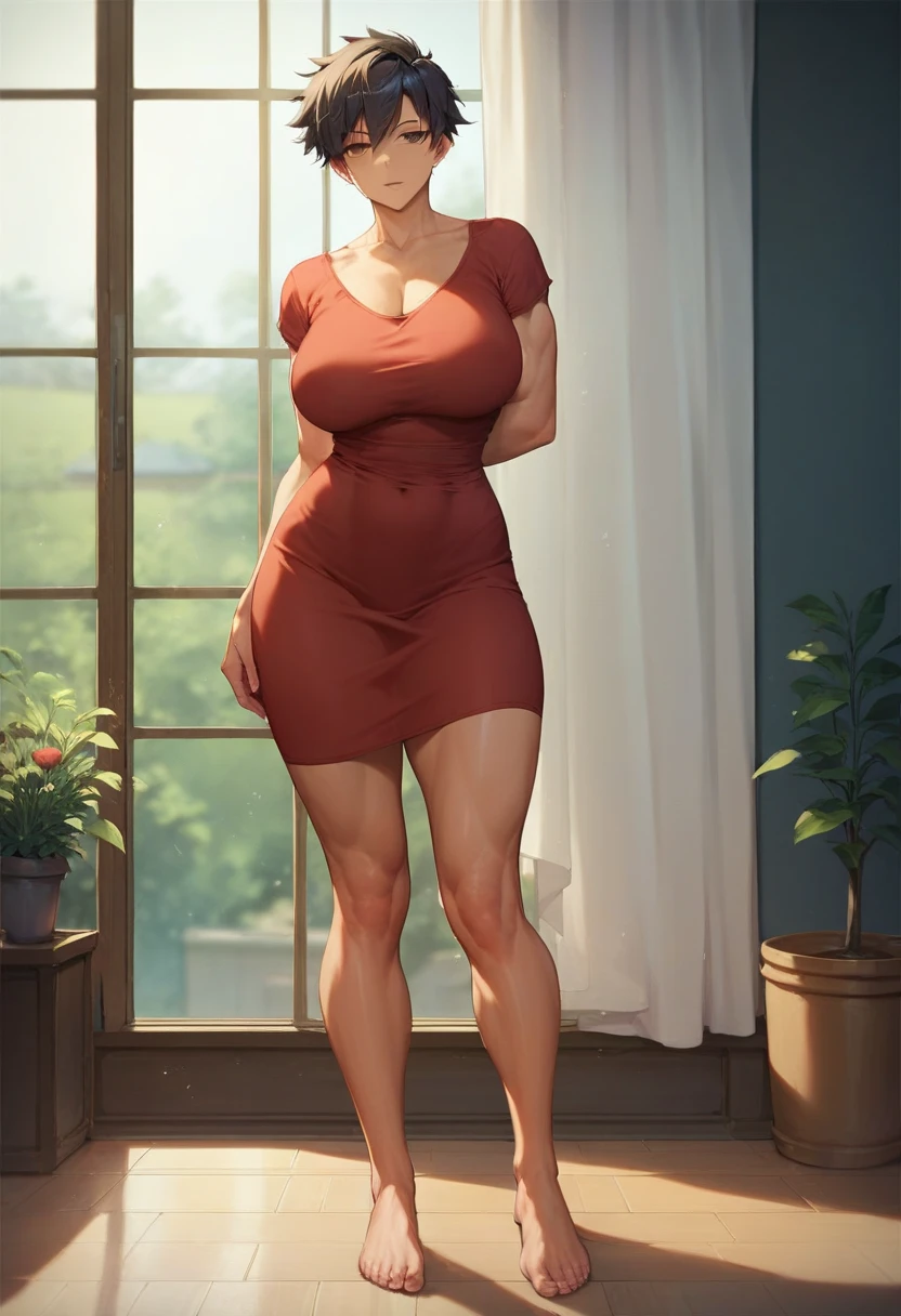 Kiriko, slender body, absolutely naked girl exclusively in red and white sneakers