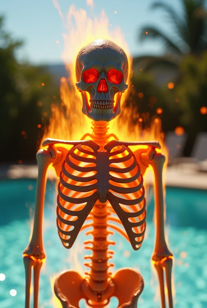 ghost rider swimming in the pool 
