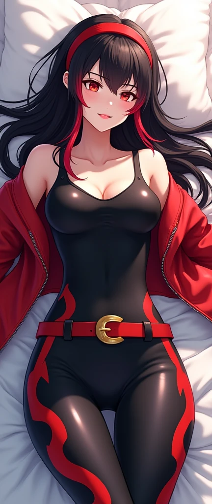 highest quality、long black hair、Beautiful woman、25age、model、black eyes、red pilot suit、gundam、Aina、breast enhancement、anime touch、hand drawn、watercolor painting