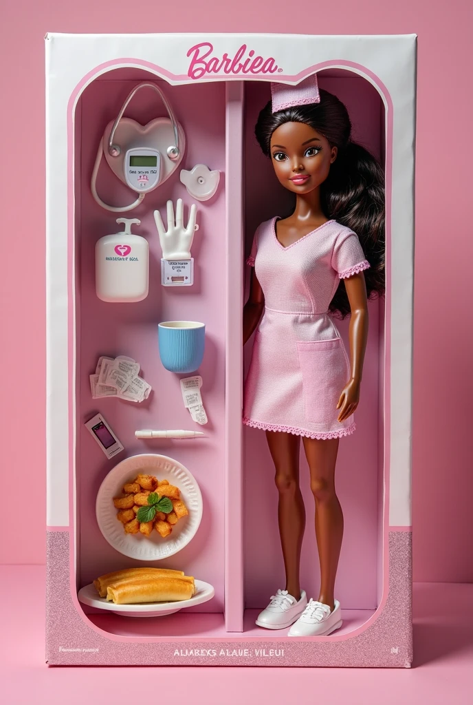 anime , manga style, barbie doll in pink style, with hair stuck, western face, happy face, mature woman, 40 years, half tanned skin, beautiful, basket with clothes, sensuality, white skin, blue eyes, bikini and pink skirt, best quality --auto --s2