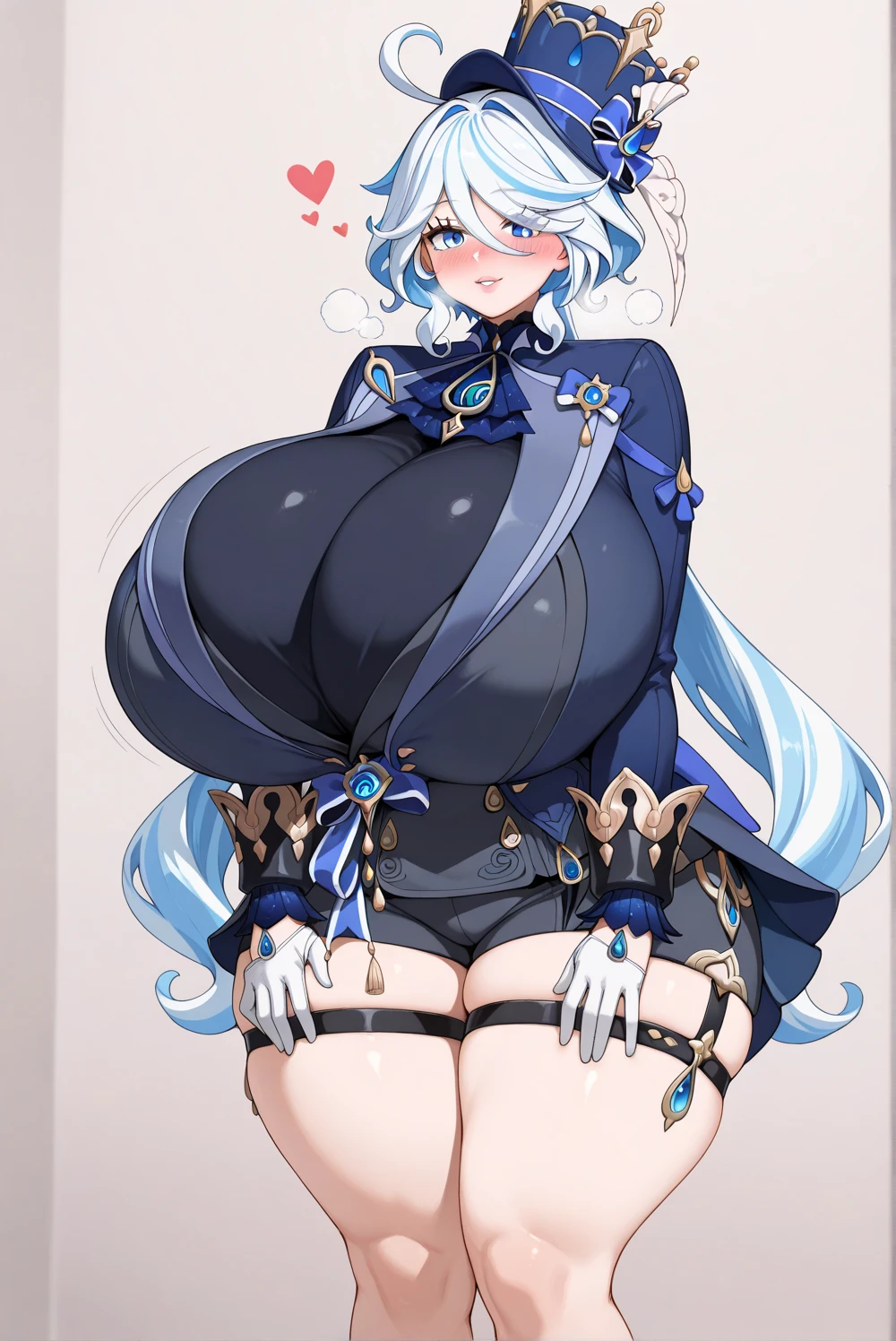 a witch casts a spell, which cause her breasts to grow, breast expansion, before and after, sequence