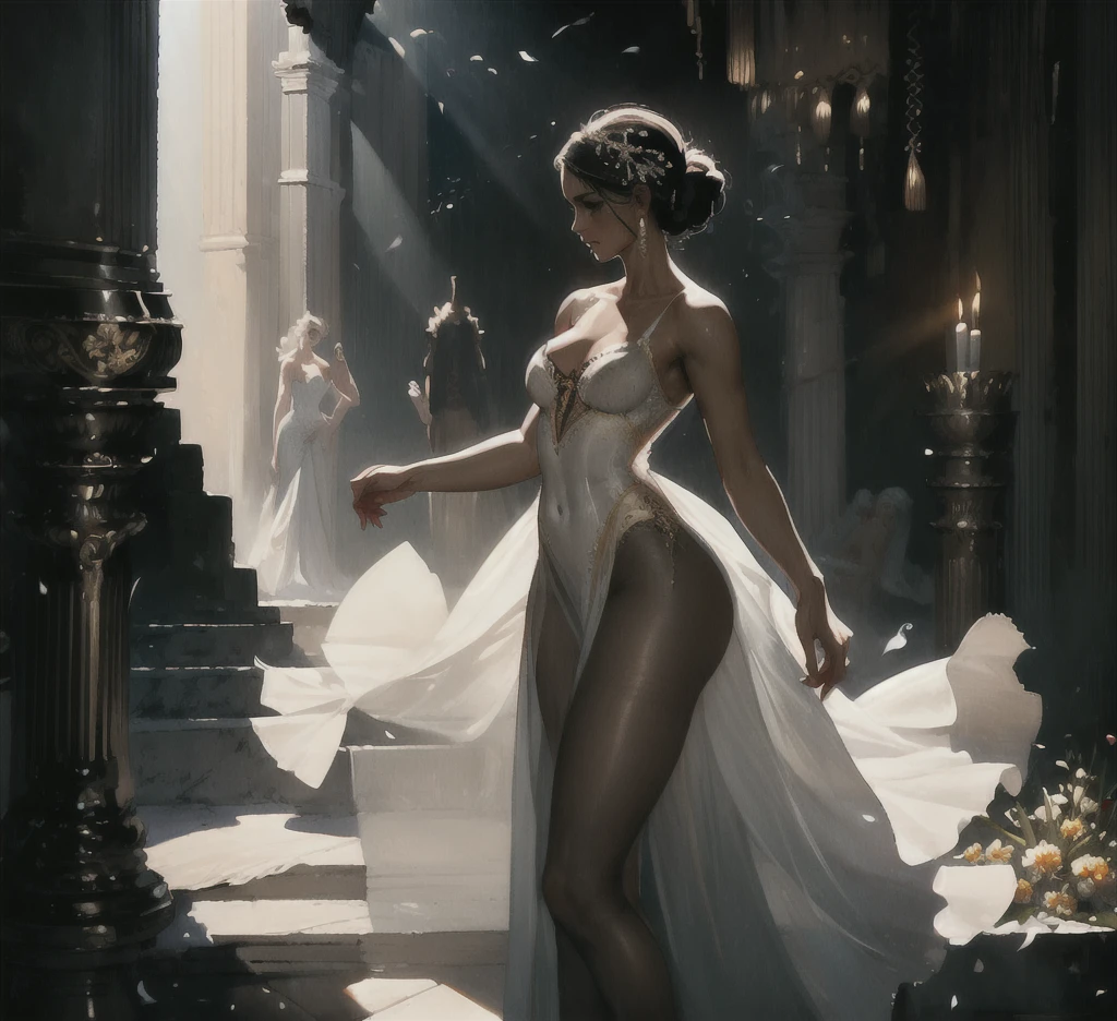 (RAW: 1.2), (Realistic: 1.4), (Clarity: 1.4), (Two women), 16 years, ((Height: 2.0)), (Precious stones refract dazzling light))), ((Breasts: 1.8), (Areola: 2), (Abs: 0.7), (Glutes: 2.0), (Pale skin, thin skin, seductive expression, double eyelids, lips with gelatinous texture, glossy lips, small cherry mouth, shiny hair on the forehead, (((flawless skin texture)))), textured skin, (using gems, pearls, emerald, amber,), (dynamic hair, high ponytail hairstyle, frizzy hair clips, layered hair, wet hair, loose hair, wet skin texture),  sweat dripping, shiny skin, glowing skin, radiant, eyes looking at camera, High Quality Detail, Cinematic Lighting, ((Backlight)), Absurd, Unbelievably Ridiculous, Ultra Detailed, High Resolution, Very Detailed, Best Quality, Masterpiece, Illustration, Very Detailed, CG, Unified, 8k Wallpaper, Incredible, Fine Detail, Masterpiece, Light on Face, Backlight,  Cinematic lighting, (((Wide-Angle Lens)))), (((Fisheye))), ((Side to Lens)), ((Bottom View)), (((Tall Jumper Height Proportions)), ((Dynamic Pose)), (Fighting Posture))), ((Full Body))), ((Leg Elevation)), (Greek Foot), (Carefully Manicured Nails),((Delicate Little Fingers, Perfect Fingers)))), (Camel Fingers), ((Correct body structure)),(((Correct dissection))),((Clothing: transparent cheongsam made of transparent plastic, high slit design))),(Precious stones, diamonds, pendants, necklaces, waist chains, earrings