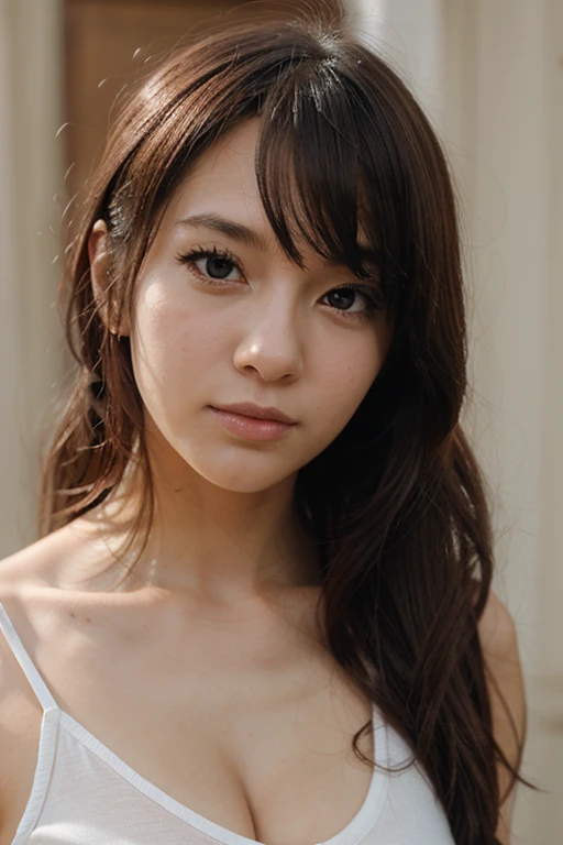((highest quality, 8k, masterpiece: 1.3)), One Girl, Very delicate and beautiful girl, Clear and beautiful, The brilliance of three-dimensional and beautiful details, eyelash, Windblown Hair, realistic and detailed face, A light smile, Very delicate face, Delicate eyes, Pale skin, Fascinating, bondage, I can see up to my knees, Sensually Burning Idol, Fascinating, Naughty, Cute idol sculpture, Bright colors!, High resolution, Super detailed, High resolutionCG Unity 8K壁紙,