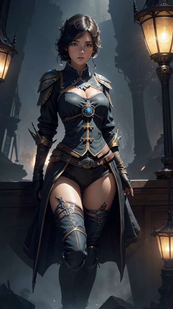 There's a sexzy African woman with a dark steam-powered skin, com peitos grandes,Visual real,capacete, arte conceitual steampunk, Sexzy full-body view from top to bottom, Front view standing rotating camera, anhle random camera,Dark smoke mist background,arte steampunk digital, arte steampunk de alta qualidade, Wojtek FUS, arte digital steampunk, Detailed wild steampunk illustration, Portrait of a mechanical woman of gold and copper, arte steampunk, Estilo de arte Dieselpunk, cyberpunk Steampunk, estilo de fantasia steampunk, Arte digital altamente detalhada em 4k, sci-fi steampunk