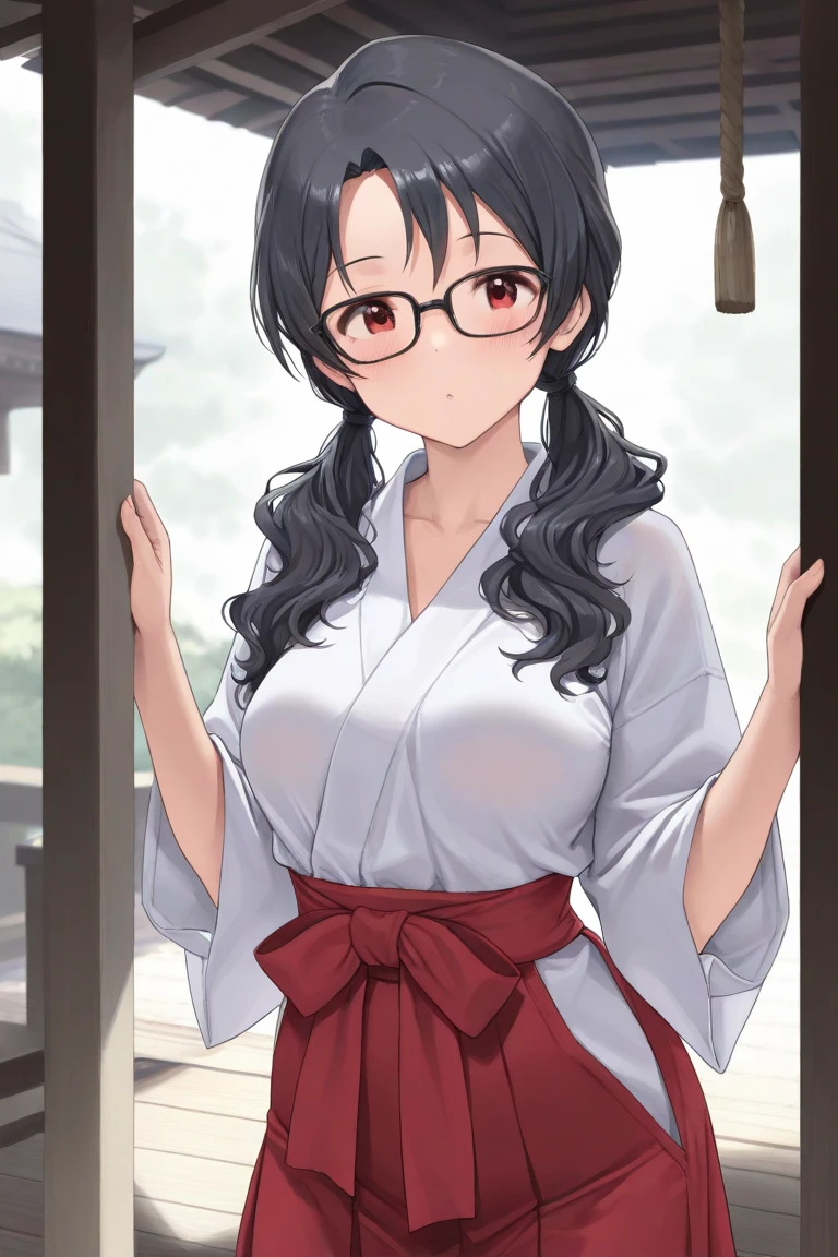 There is a woman sitting cross-legged on the floor..., Wear glasses, Wear glasses on, Japanese Model, Wear glassesいた, a Surreal , Wearing square glasses, Without glasses, A real young gravure idol, Geeky look, Wear glassesいる, Young Sensual Gravure Idol, Surreal , Yoshitomo Nara