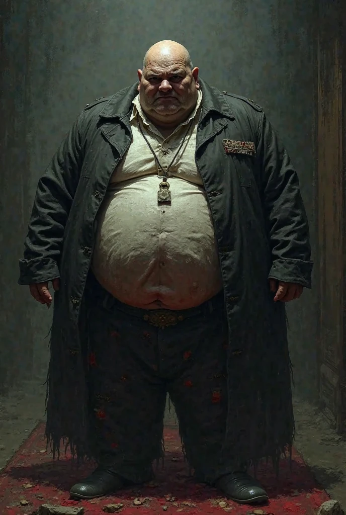 cinematic film still ((Full-Length Shot)),1boy, demonic, (best quality, high quality, sharp focus:1.4), (blood on the face:1.2),( intricate details:1.2), realistic ,masterpiece, hyper realistic, bokeh, 4k ,fine texture, <lora:butt3rball:.8> butt3rball, (fat:1.2), sunglasses . shallow depth of field, vignette, highly detailed, high budget Hollywood movie, bokeh, cinemascope, moody, epic, gorgeous, film grain, grainy