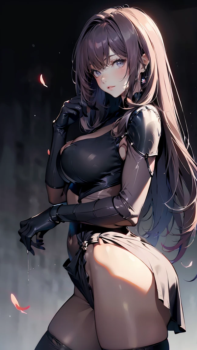 a very beautiful and very thin girl, wears black underwear with tights and latex face mask. Slime Girl who wants your body