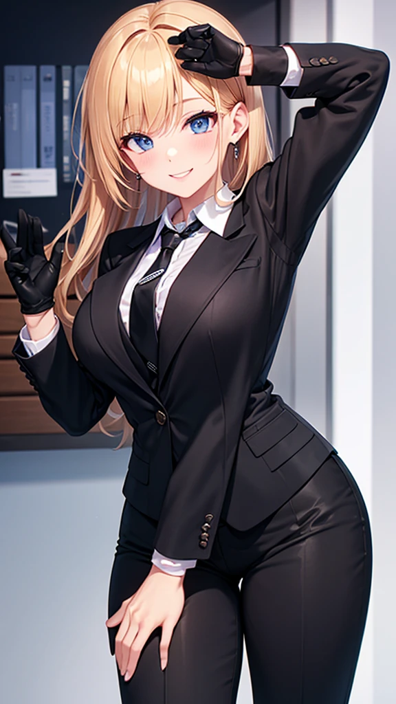 One Girl, Five Fingers, mini skirt, Looking down at the viewer、Dark eyeshadow、Galメイク, Blonde、Side Ponytail、Gal、Brown Skin, Highest quality, Focus on the thighs, Dynamic pose, smile, blazer, blouse, barefoot, Standing Split, classroom, Black Hair, Stylish pose,My thighs and groin are steamy 、Fancy and luxurious panties