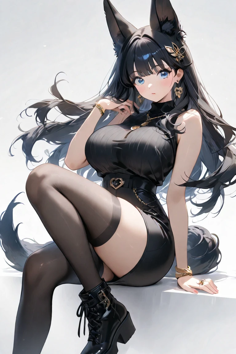 A woman wearing a white backless dress，He wears black stockings on his legs，Exposing the abdomen，The figure is good，The head is not exposed，The is very detailed[ 4K realism ]!!, [ 4K realism ]!!!, [ 4K digital art ]!!, Realistic shadow perfect body, realisticlying!!!!!!! art-style, photorealistic anime, by Shitao, Popular topics on cgstation, Casual pose, realistic anime 3D style