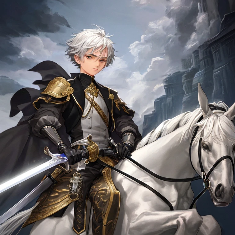 black hair, male, medium hair, armor, fantasy, solo, adult, black unique outfit, black coat