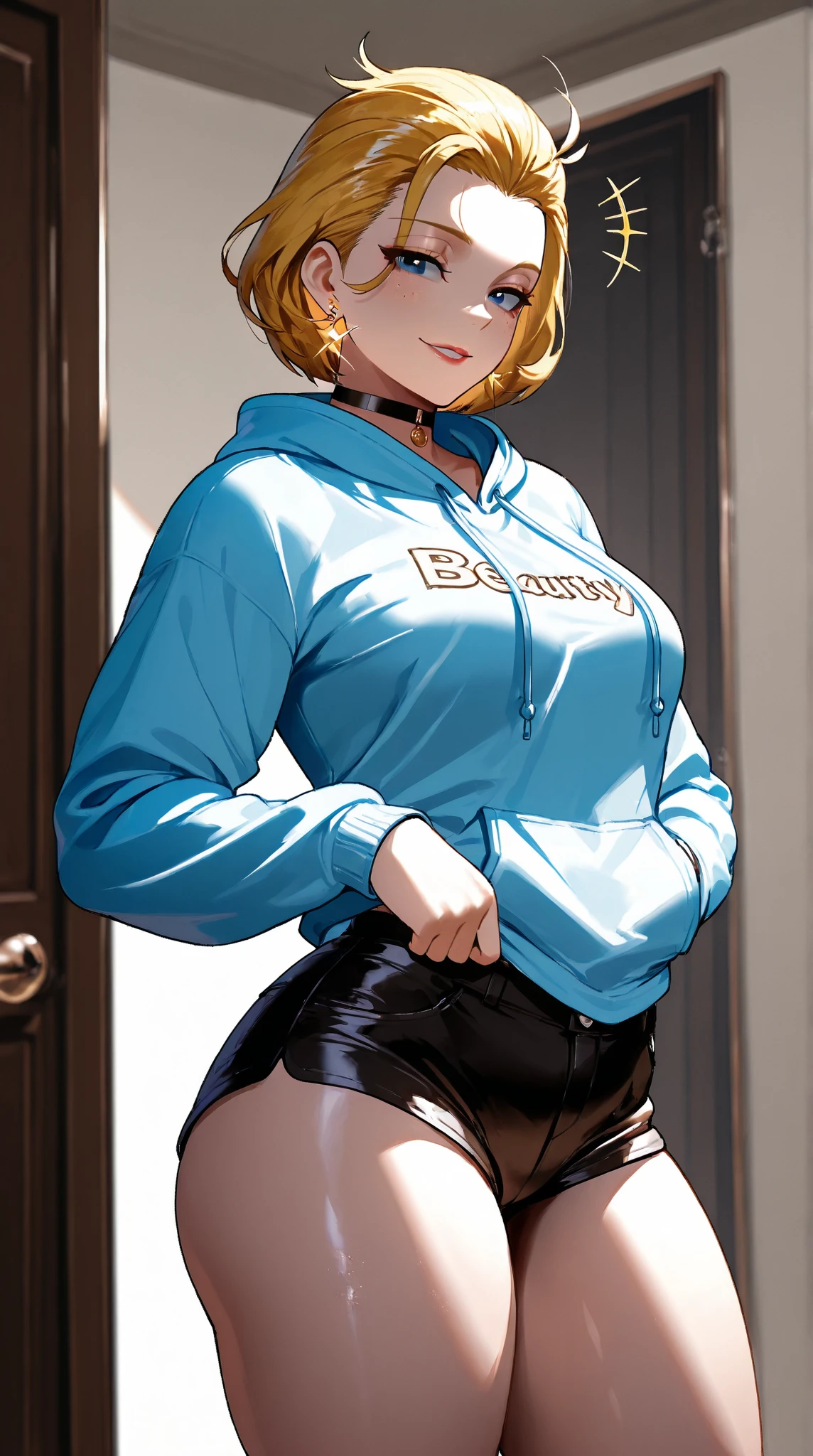 score_9, score_8_up, score_7_up, score_6_up, source_anime, BREAK by ikuchan kaoru, iku, clean color, flat color, sitting, indoors, presenting breasts, couch, muscular, extremely muscular, 1girl, bodybuilder, muscle girl,wattson, smug grin, holding laugh, knotted bra, bra, front view, ((closed mouth)), cameltoe