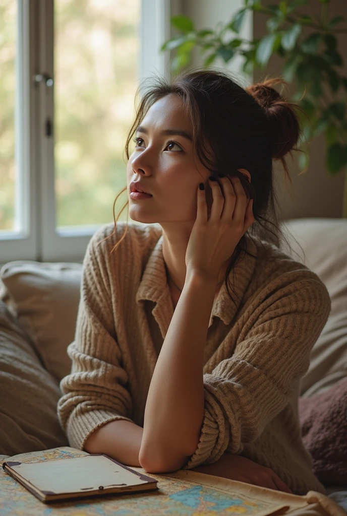 ((Best Quality)), ((Masterpiece)), (detailed), 1 girl, off shoulder sweater, crying in front of a computer