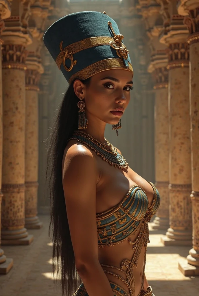 Ancient Egyptian woman ((masterpiece, of the highest quality, Maximum image quality, High resolution, photorealistic, raw photo, 8k)), ((Extremely detailed 8k unified CG wallpaper)), (huge shot of stunning goddess, Very hot and sexy, they are clothes,Amazing beauty, perfect proportions, beautiful body, slim body beauty:1.4),