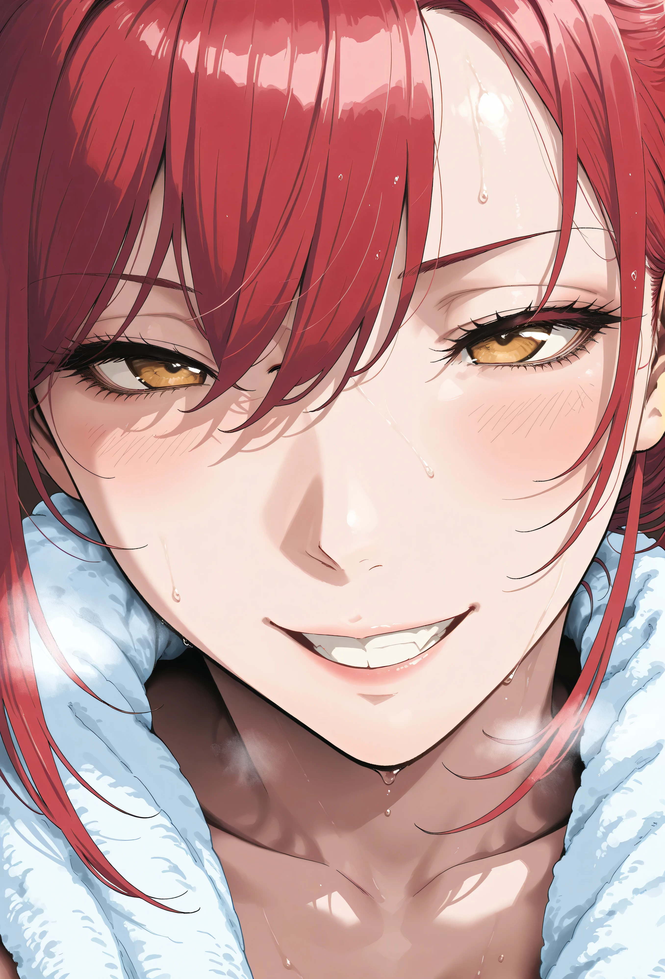 masterpiece, best quality, amazing quality, 2girl, original hair), red hair, (, , ,, , white towel, very happy smile, close up shot, simple background, medium size , golden ratio face, lesbian, sexy pose, breathing effect, breathing heavily, onsen background, lesbian sex, sex, having sex, lesbian