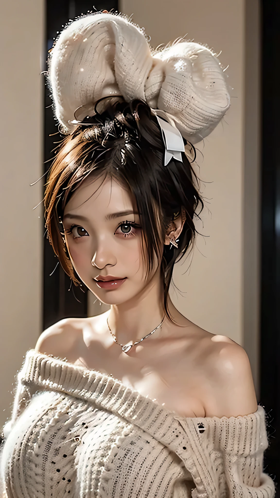 (((,Glowing Skin、REALISTIC SKIN TEXTURE、 Beautiful Skin in Every Detail 、 shiny skin、 shiny skin)))、
upper body shot, ((low angle camera)),(( beautiful face:1.4)), (Purelos Face_v1: 1.0), 1 girl, writing boundary depth, focuses on the center, Focused Girl、blurry background、Beautiful Eyes, Perfect face and eyes、((Upper Body))
( night :1.8,)
early s , Black Hoodie , Check Mini Skirt, purple collar, black face mask , earrings,
Big Breasts, thin, standing , naughty,
absolute region with to, A silly solution, Absurd Details, Best Quality, (((Natural huge breasts:1.2))), grabs chest 、 (((lightweight off-shoulder sweater with lots of heart puffs)))、white skin、((( Bitch、Sexy Bitch、ga yaru makeup)))、