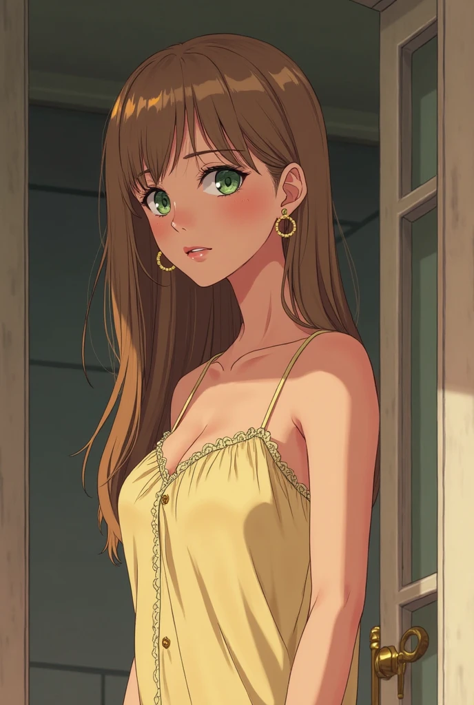 (masterpiece, best quality), 1girl,  Goldenrod Soft Waves with Side Part, tiny breasts,  <lora:nonohara_miki-10:0.8> nonohara style